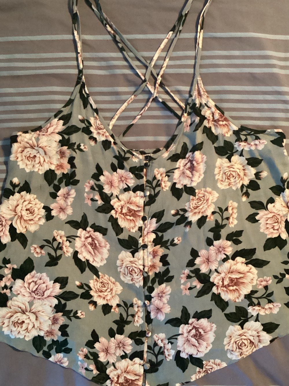 American Eagle Outfitters Sage Floral Crisscross Cami